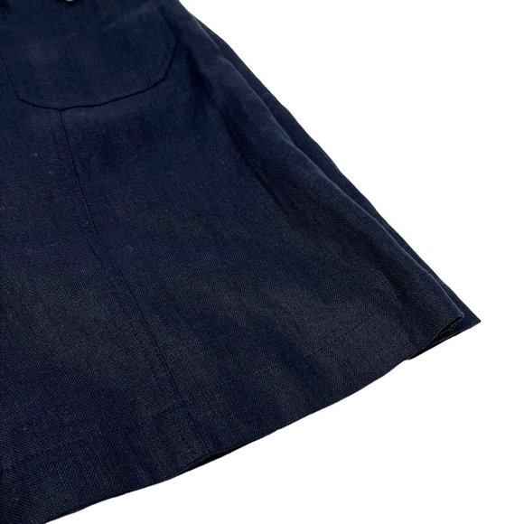 CHANEL Vintage CC Mark Button Linen Jacket Skirt Set #40 Dark Blue [102994] - Picture 11 of 12